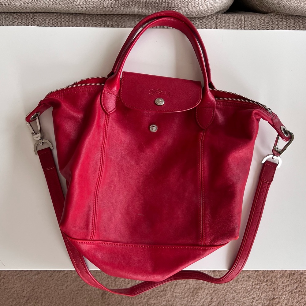 Small Le Pliage Cuir Leather Longchamp tote